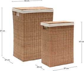 Ratanové koše na bielizeň v súprave 2 ks v prírodnej farbe Indali – Kave Home