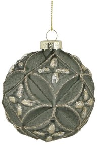 Zelená machová sklenená vianočná ozdoba gule - Ø 8 cm