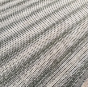 Koberec Saloon Grey – sivý pruhovaný vzor, nízky vlas Rozmer: 80x200 cm