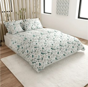 Bavlnené obliečky LEAFBIRD POLY bielo-zelené Rozmer obliečky: 2 ks 70 x 90 cm | 200 x 220 cm