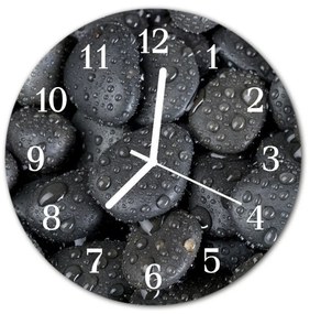 Sklenené hodiny okrúhle Vodné kamene fi 30 cm