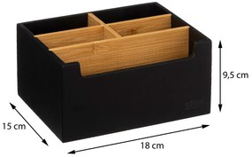 Kozmetický organizér Natureo 5, čierna/s drevenými prvkami