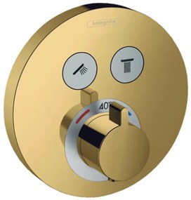 Hansgrohe ShowerSelect S - Termostat pod omietku pre 2 spotrebiče, leštený vzhľad zlata 15743990