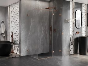 Mexen Lunar T, výklopný sprchový kút pravý 120 x 90 cm, 8mm číre sklo, profil medená matná, 834T-120-090-65-00-P