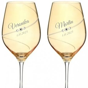 Dekorant Svadobné poháre na biele víno Silhouette City Amber s kryštálmi Swarovski 360 ml 2KS