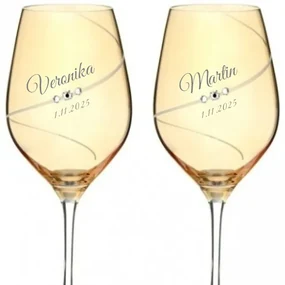 Dekorant Svadobné poháre na biele víno Silhouette City Amber s kryštálmi Swarovski 360 ml 2KS