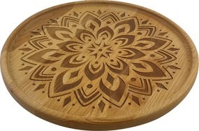 AMADEA Podnos okrúhly gravír mandala, dĺžka 30 cm, český výrobok