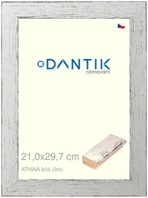 DANTIK rám na obraz 21x29,7 | ATHINA Bílá (Sklo Čiré)