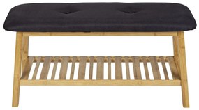 Čierna/prírodná bambusová polica s lavicou Ecori - Wenko