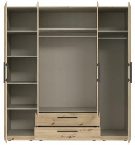 Šatníková skriňa so zrkadlom MARO 200x213 cm dub artisan