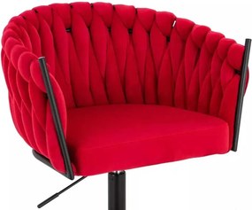 LuxuryForm DESIGN Barová stolička NORDEN VELUR na čiernej hranatej podstave - červená