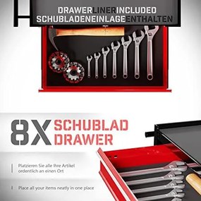 Pojazdná dielenská skriňa, 5 zásuviek, 615 x 330 x 1085 mm