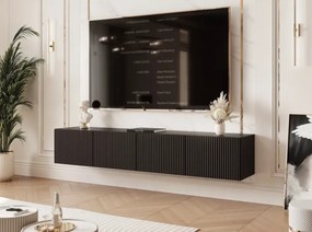TV skrinka DOROTHY závesná 200cm čierna drážkovaná