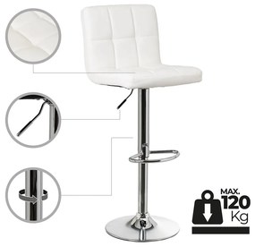 Biele barové stoličky s nastaviteľnou výškou z imitácie kože v súprave 2 ks (výška sedadla 93 cm) – Casa Selección