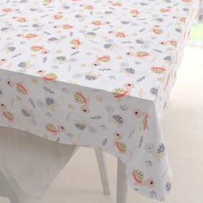 Biante Detský bavlnený obdĺžnikový obrus Sandra SA-373 Veselé korytnačky na bielom 140x160 cm