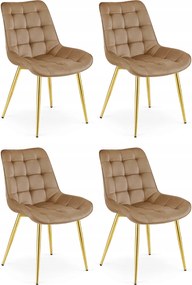 Hnedá zamatová stolička BERA so zlatými nohami