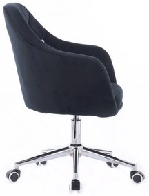 LuxuryForm DESIGN Kreslo ROMA VELUR na striebornej podstave s kolieskami - čierne