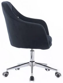 LuxuryForm DESIGN Kreslo ROMA VELUR na striebornej podstave s kolieskami - čierne