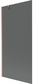 Mexen Next, 1-krídlová vaňová zástena 90 x 150 cm, 6mm šedé sklo, medená matná, 895-090-000-00-40-65