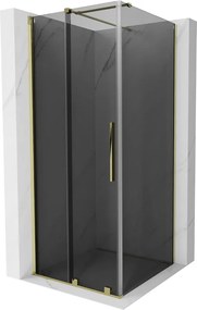 Mexen Velar, sprchový kút s posuvnými dverami 110 x 110 cm, 8mm šedé sklo, zlatá lesklá, 871-110-110-41-50