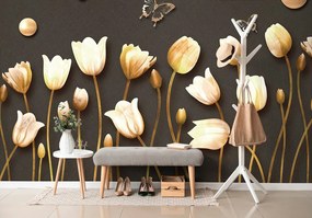 Tapeta tulipány ladené do zlatista