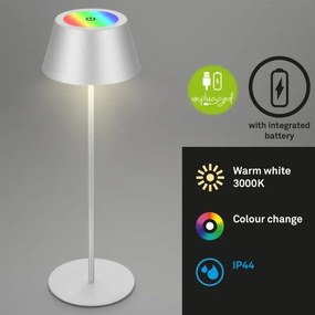 Brilo - LED RGB dobíjateľná dotyková stolná lampa KIKI LED/2,6W/5V IP44 2600 mAh strieborná
