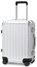Konofactory Biely prémiový široký kufor s hliníkovým rámom "Alfa" - M (35l)