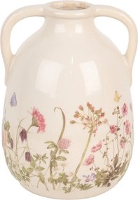 Keramická váza s uškami a lúčnymi kvetmi Flowers of Love L - Ø 16*22 cm