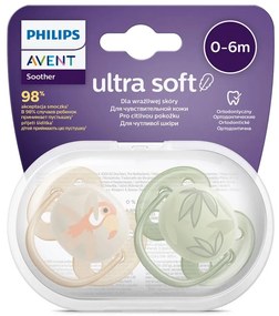 Dojčenský cumlík Ultrasoft Premium  Avent zvieratá 0-6 miesacov 2 ks chlapec