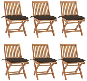 Skladacie záhradné stoličky s podložkami 6 ks tíkový masív 3072857