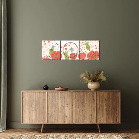 Obraz - Vtáčiky na rozkvitnutej lúke (s hodinami) (90x30 cm)