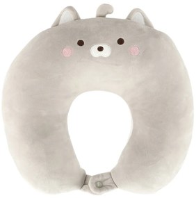 KIK Cestovný vankúš 2v1 a maskot mačka, sivý