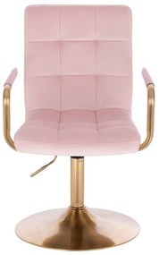 LuxuryForm DESIGN Stolička VERONA GOLD VELUR na zlatom tanieri - ružová
