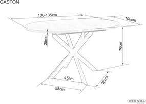 Jedálenský rozkladací stôl Gaston 100/135 cm keramika - výber z 3 prevedení