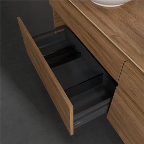 VILLEROY &amp; BOCH Legato závesná skrinka pod dve umývadlá na dosku, 4 zásuvky, 1600 x 500 x 550 mm, Oak Kansas, B60000RH