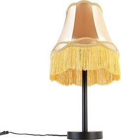 Klasická stolná lampa čierna s tienidlom Granny zlatá 30 cm - Simplo
