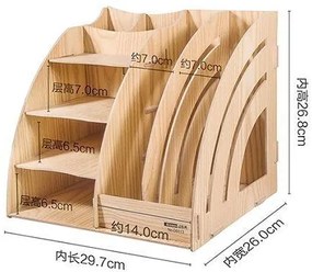 Drevený kancelársky organizér so 7 priehradkami čierny DIY D9113