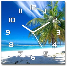 Sklenené hodiny štvorec Tropická pláž pl_zsk_30x30_f_82585815