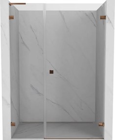 Mexen Lunar-B, L výklopné pravé sprchové dvere 145 cm, 8mm číre sklo, ružové zlato profil, 832SL-145-050-60-00-P