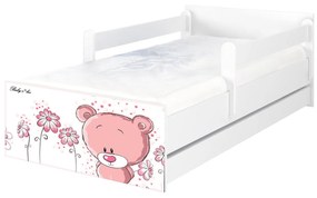 Raj posteli Detská posteľ "medvedík ružový" MAX biela