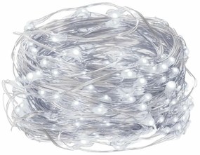 SPRINGOS LED reťaz Nano - 20m, 200LED, 8 funkcií, IP44, studená biela