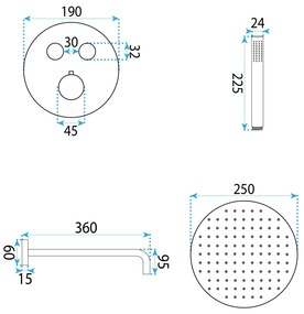 Rea Lungo Diamond, podomietková sprchová súprava + BOX, ružové zlato, REA-P6968