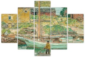 Obraz - Childe Hassam, Oyster Sloop, Cos Cob, reprodukcia (150x105 cm)