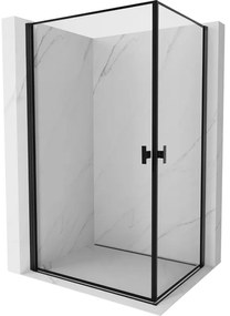 Mexen Mist-B Duo, 2-krídlový výklopný sprchový kút 80 x 100 cm, číre sklo-čierny rám, 8A2-080L-100P-70-70