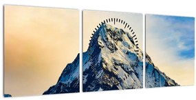 Obraz zasnežených hôr, Nepál (s hodinami) (90x30 cm)