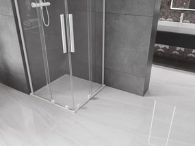 Mexen Velar L Duo, sprchový kút s posuvnými dverami 80 x 80 cm, 8mm číre sklo, biela matná, 871-080-080-02-03-20