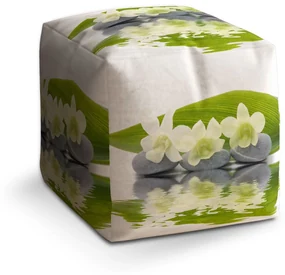 Sablio Taburet Biela orchidea: 40x40x40 cm
