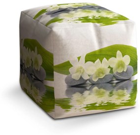 Sablio Taburet Biela orchidea: 40x40x40 cm