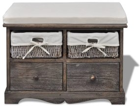 vidaXL Úložná lavica, hnedá 62x33x42 cm, drevo paulovnie