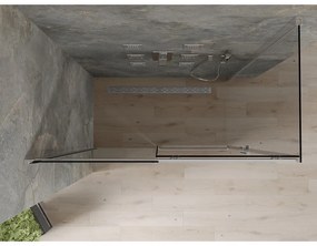 Mexen Omega, sprchovací kút s posuvnými dverami 160 (dvere) x 80 (stena) cm, 8mm sklo, chrómový profil-šedé sklo, 825-160-080-01-40